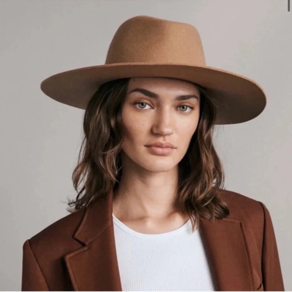 Rag & Bone New York Women's Camel Florence Fedora Hat 100% Wool Size L NWT - Picture 2 of 8